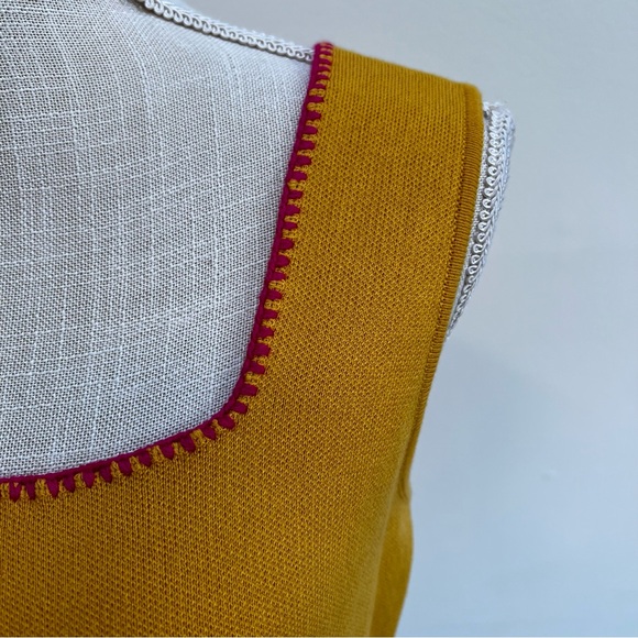 Farm Rio for Anthropologie Yellow Knit Peplum Top with Satin Tropical Bottom - Picture 8 of 9